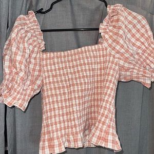 Gingham Puff Sleeve Top